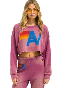 Sweatshirts | Aviator Nation VINTAGE LOGO CROPPED CREW SWEATSHIRT RELAXED - FADED BERRY FADEDBERRY