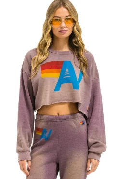 Sweatshirts | Aviator Nation VINTAGE LOGO CROPPED CREW SWEATSHIRT RELAXED - FADED MOCHA FADEDMOCHA