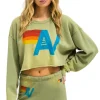 Sweatshirts | Aviator Nation VINTAGE LOGO CROPPED CREW SWEATSHIRT RELAXED - FADED ARMY FADEDARMY