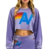 Sweatshirts | Aviator Nation VINTAGE LOGO CROPPED CREW SWEATSHIRT RELAXED - FADED GRAPE FADEDGRAPE
