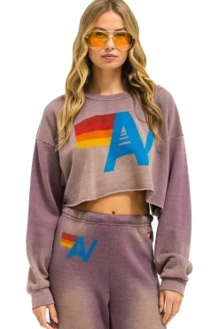 Sweatshirts | Aviator Nation VINTAGE LOGO CROPPED CREW SWEATSHIRT RELAXED - FADED MOCHA FADEDMOCHA