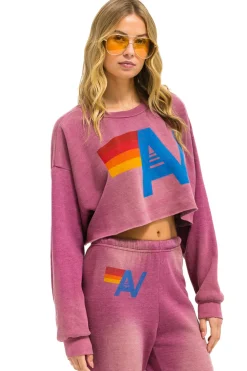Sweatshirts | Aviator Nation VINTAGE LOGO CROPPED CREW SWEATSHIRT RELAXED - FADED BERRY FADEDBERRY