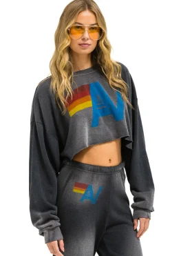 Sweatshirts | Aviator Nation VINTAGE LOGO CROPPED CREW SWEATSHIRT RELAXED - FADED SMOKE FADEDSMOKE