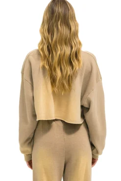 Sweatshirts | Aviator Nation VINTAGE LOGO CROPPED CREW SWEATSHIRT RELAXED - FADED TAN FADEDTAN