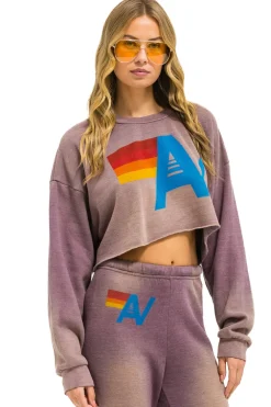 Sweatshirts | Aviator Nation VINTAGE LOGO CROPPED CREW SWEATSHIRT RELAXED - FADED MOCHA FADEDMOCHA