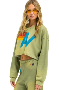 Sweatshirts | Aviator Nation VINTAGE LOGO CROPPED CREW SWEATSHIRT RELAXED - FADED ARMY FADEDARMY