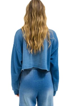 Sweatshirts | Aviator Nation VINTAGE LOGO CROPPED CREW SWEATSHIRT RELAXED - FADED WATER FADEDWATER