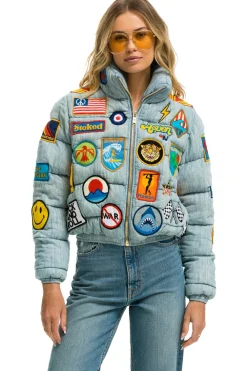 Denim | Denim | Aviator Nation PATCH DENIM APRES PUFFER JACKET - VINTAGE