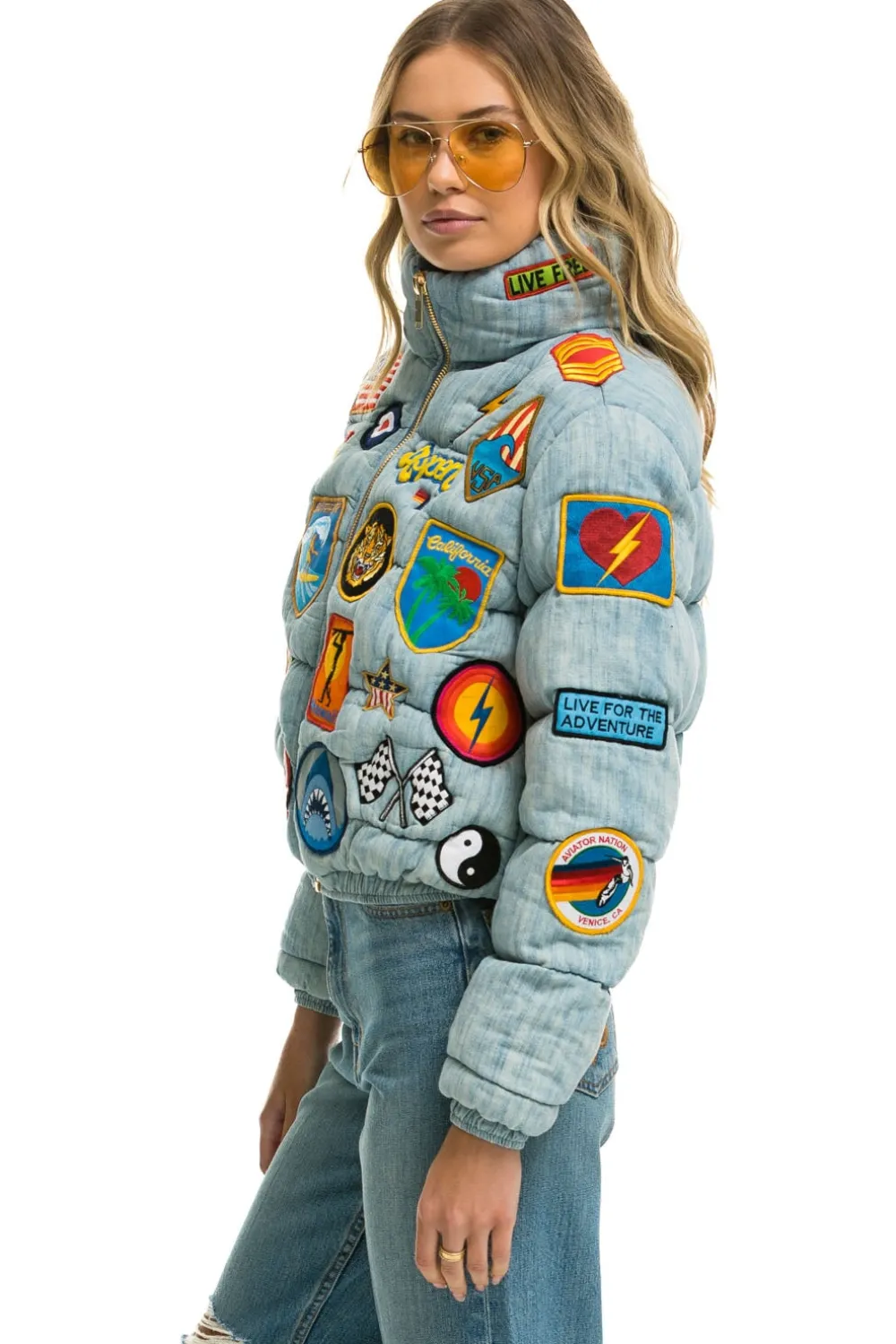 Denim | Denim | Aviator Nation PATCH DENIM APRES PUFFER JACKET - VINTAGE
