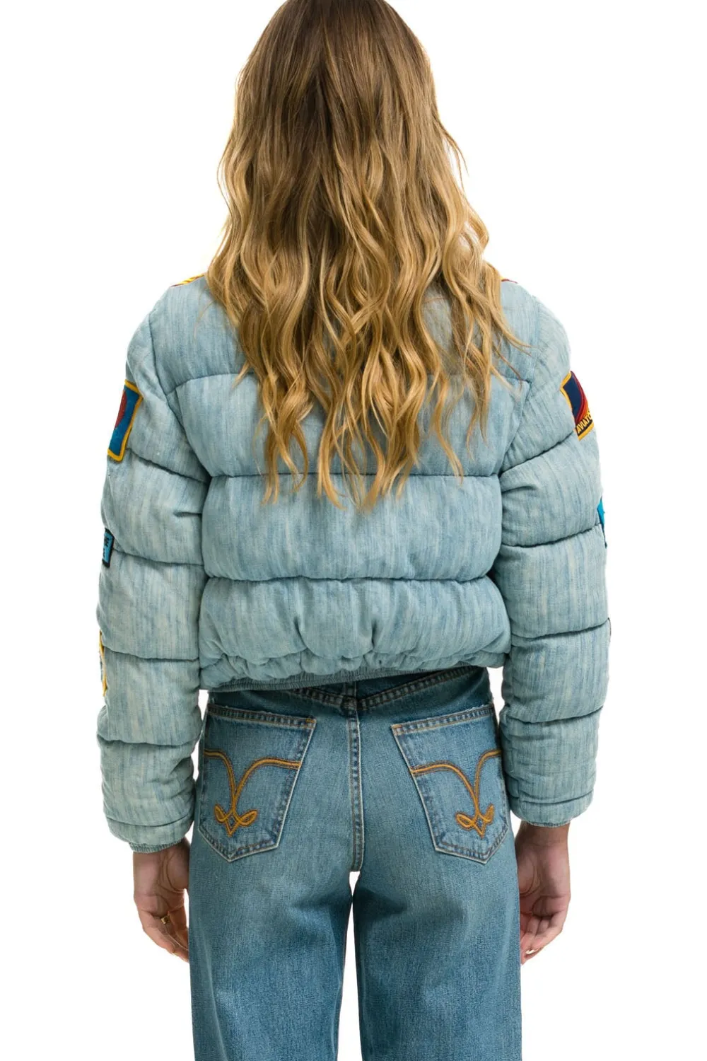 Denim | Denim | Aviator Nation PATCH DENIM APRES PUFFER JACKET - VINTAGE