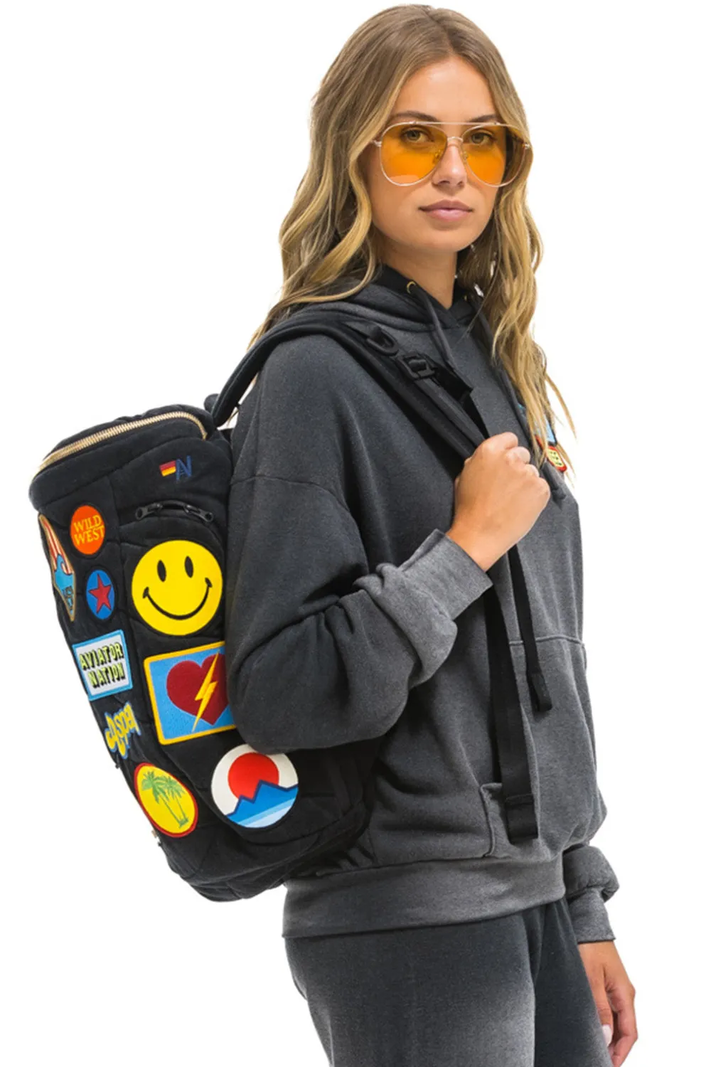 Backpacks | Backpacks | Aviator Nation VINTAGE PATCH DENIM PUFFER BACKPACK - VINTAGE BLACK VINTAGEBLACK