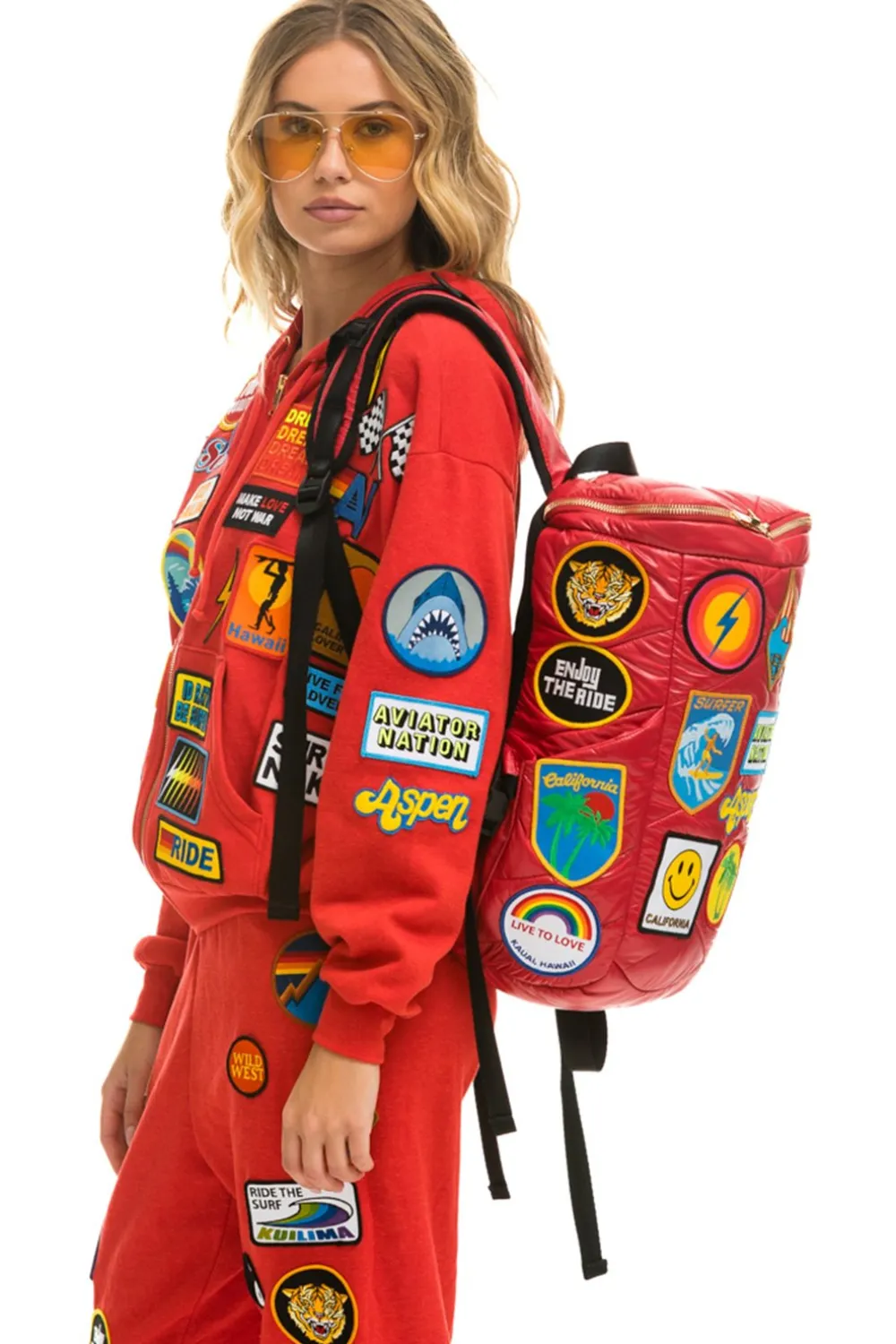 Backpacks | Backpacks | Aviator Nation VINTAGE PATCH PUFFER BACKPACK - CHERRY GLOSSY CHERRYGLOSSY