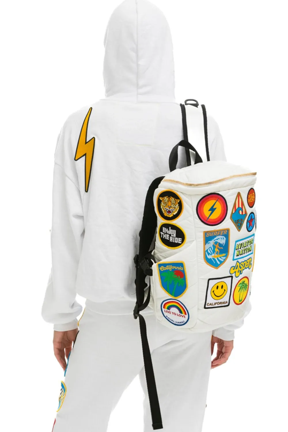 Backpacks | Backpacks | Aviator Nation VINTAGE PATCH PUFFER BACKPACK - WHITE GLOSSY WHITEGLOSSY