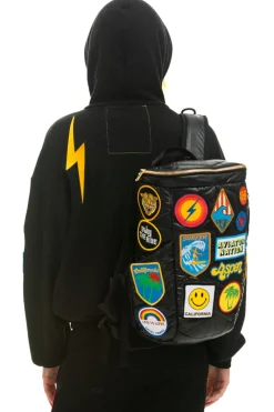 Backpacks | Backpacks | Aviator Nation VINTAGE PATCH PUFFER BACKPACK - BLACK GLOSSY BLACKGLOSSY