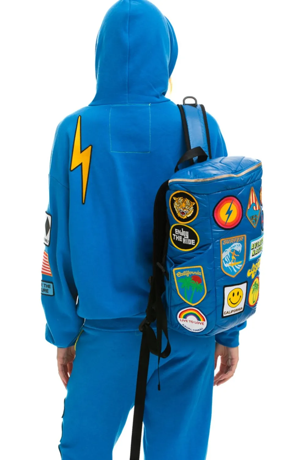 Backpacks | Backpacks | Aviator Nation VINTAGE PATCH PUFFER BACKPACK - SNORKEL BLUE GLOSSY SNORKELBLUEGLOSSY