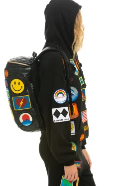 Backpacks | Backpacks | Aviator Nation VINTAGE PATCH PUFFER BACKPACK - BLACK GLOSSY BLACKGLOSSY