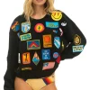Sweatshirts | Sweatshirts | Aviator Nation VINTAGE PATCH RELAXED CREW SWEATSHIRT - BLACK