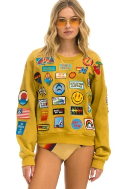 Sweatshirts | Sweatshirts | Aviator Nation VINTAGE PATCH RELAXED CREW SWEATSHIRT - KHAKI