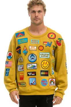 Sweatshirts | Sweatshirts | Aviator Nation VINTAGE PATCH RELAXED CREW SWEATSHIRT - KHAKI