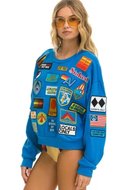 Sweatshirts | Sweatshirts | Aviator Nation VINTAGE PATCH RELAXED CREW SWEATSHIRT - OCEAN