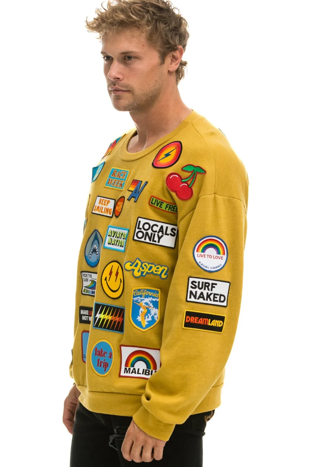 Sweatshirts | Sweatshirts | Aviator Nation VINTAGE PATCH RELAXED CREW SWEATSHIRT - KHAKI
