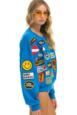 Sweatshirts | Sweatshirts | Aviator Nation VINTAGE PATCH RELAXED CREW SWEATSHIRT - OCEAN