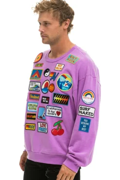 Sweatshirts | Sweatshirts | Aviator Nation VINTAGE PATCH RELAXED CREW SWEATSHIRT - NEON PURPLE NEONPURPLE
