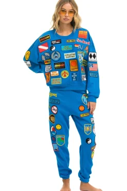 Sweatshirts | Sweatshirts | Aviator Nation VINTAGE PATCH RELAXED CREW SWEATSHIRT - OCEAN