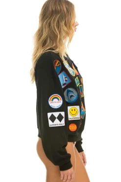 Sweatshirts | Sweatshirts | Aviator Nation VINTAGE PATCH RELAXED CREW SWEATSHIRT - BLACK