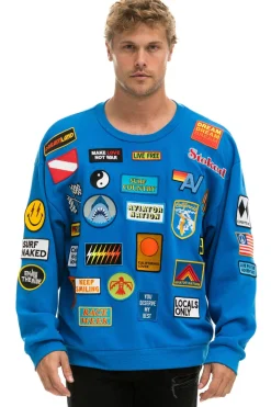 Sweatshirts | Sweatshirts | Aviator Nation VINTAGE PATCH RELAXED CREW SWEATSHIRT - OCEAN