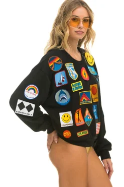 Sweatshirts | Sweatshirts | Aviator Nation VINTAGE PATCH RELAXED CREW SWEATSHIRT - BLACK