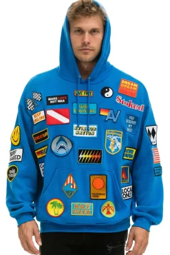 Hoodies | Hoodies | Aviator Nation VINTAGE PATCH RELAXED PULLOVER HOODIE- OCEAN