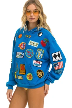 Hoodies | Hoodies | Aviator Nation VINTAGE PATCH RELAXED PULLOVER HOODIE- OCEAN