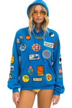 Hoodies | Hoodies | Aviator Nation VINTAGE PATCH RELAXED PULLOVER HOODIE- OCEAN