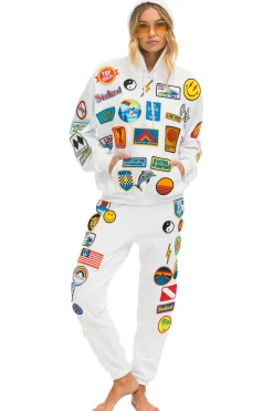 Hoodies | Hoodies | Aviator Nation VINTAGE PATCH RELAXED PULLOVER HOODIE- WHITE {{threshold-message}}
