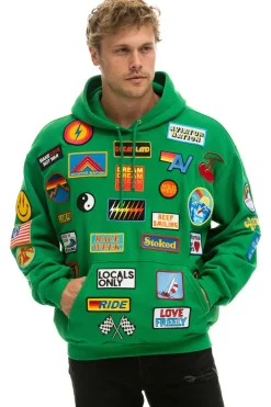 Hoodies | Hoodies | Aviator Nation VINTAGE PATCH RELAXED PULLOVER HOODIE- KELLY GREEN {{threshold-message}}