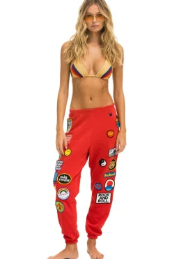 Sweatpants | Aviator Nation VINTAGE PATCH SWEATPANTS - RED