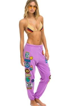 Sweatpants | Aviator Nation VINTAGE PATCH SWEATPANTS - NEON PURPLE NEONPURPLE