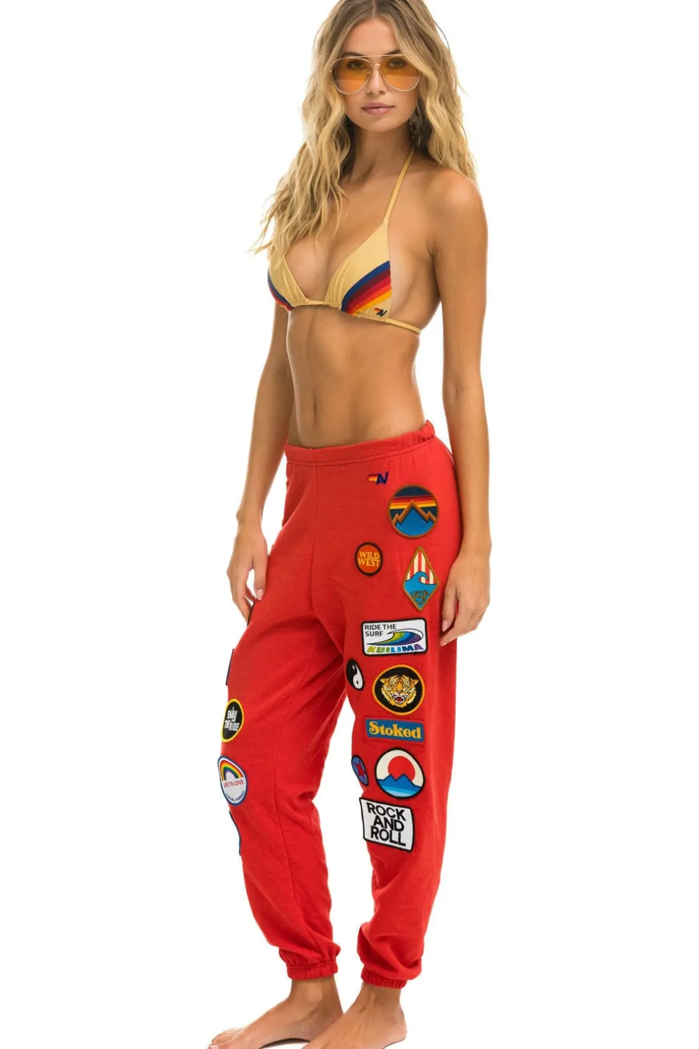 Sweatpants | Aviator Nation VINTAGE PATCH SWEATPANTS - RED