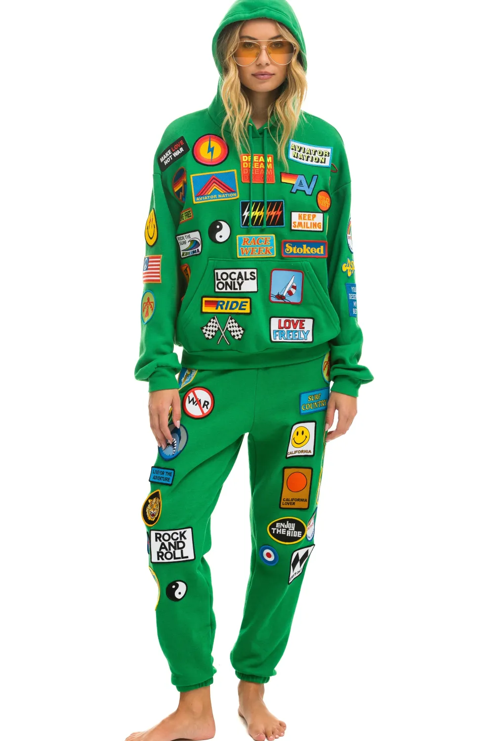 Sweatpants | Aviator Nation VINTAGE PATCH SWEATPANTS - KELLY GREEN KELLYGREEN