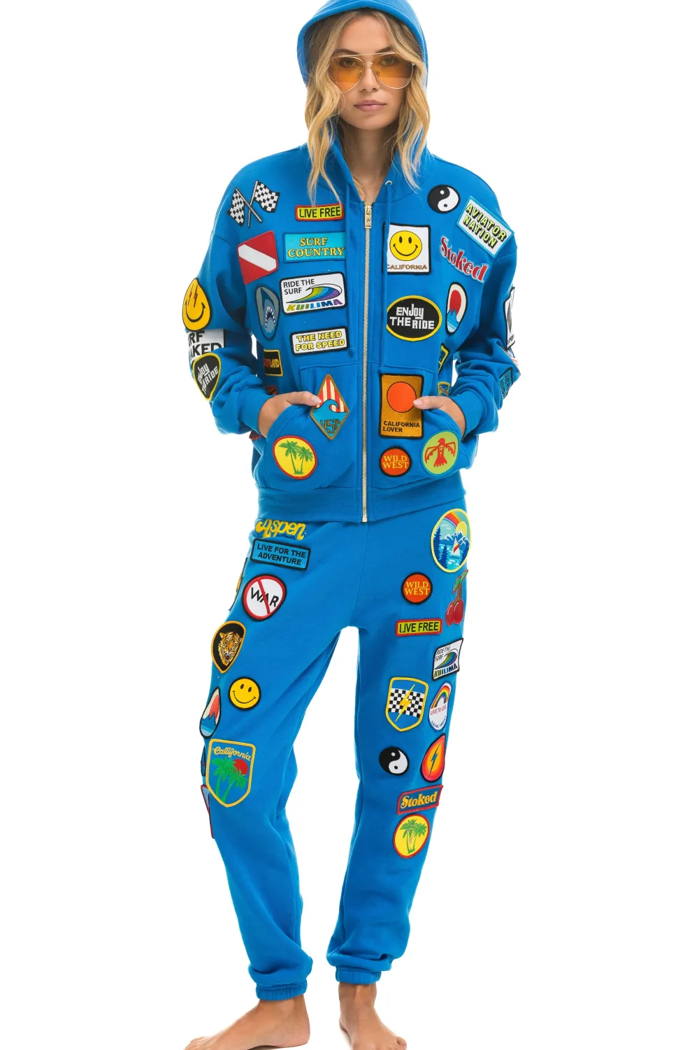 Sweatpants | Aviator Nation VINTAGE PATCH SWEATPANTS - OCEAN
