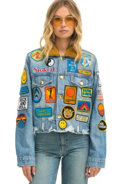 Denim | Denim | Aviator Nation VINTAGE PATCH UNISEX CROP DENIM JACKET - SUPER LIGHT SUPERLIGHT