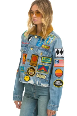 Denim | Denim | Aviator Nation VINTAGE PATCH UNISEX CROP DENIM JACKET - SUPER LIGHT SUPERLIGHT