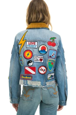 Denim | Denim | Aviator Nation VINTAGE PATCH UNISEX CROP DENIM JACKET - SUPER LIGHT SUPERLIGHT