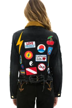 Denim | Denim | Aviator Nation VINTAGE PATCH UNISEX CROP DENIM JACKET - VINTAGE BLACK VINTAGEBLACK