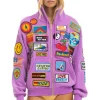 Hoodies | Hoodies | Aviator Nation VINTAGE PATCH ZIP HOODIE RELAXED - NEON PURPLE NEONPURPLE