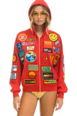 Hoodies | Hoodies | Aviator Nation VINTAGE PATCH ZIP HOODIE RELAXED - RED