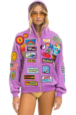 Hoodies | Hoodies | Aviator Nation VINTAGE PATCH ZIP HOODIE RELAXED - NEON PURPLE NEONPURPLE