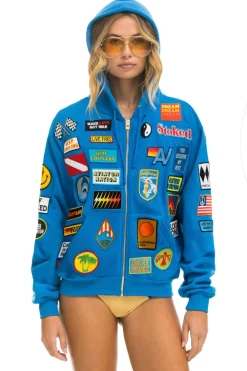 Hoodies | Hoodies | Aviator Nation VINTAGE PATCH ZIP HOODIE RELAXED - OCEAN
