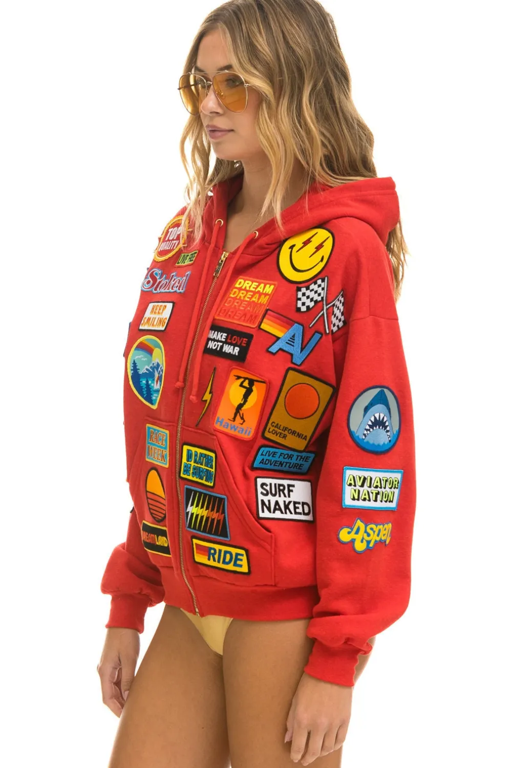 Hoodies | Hoodies | Aviator Nation VINTAGE PATCH ZIP HOODIE RELAXED - RED